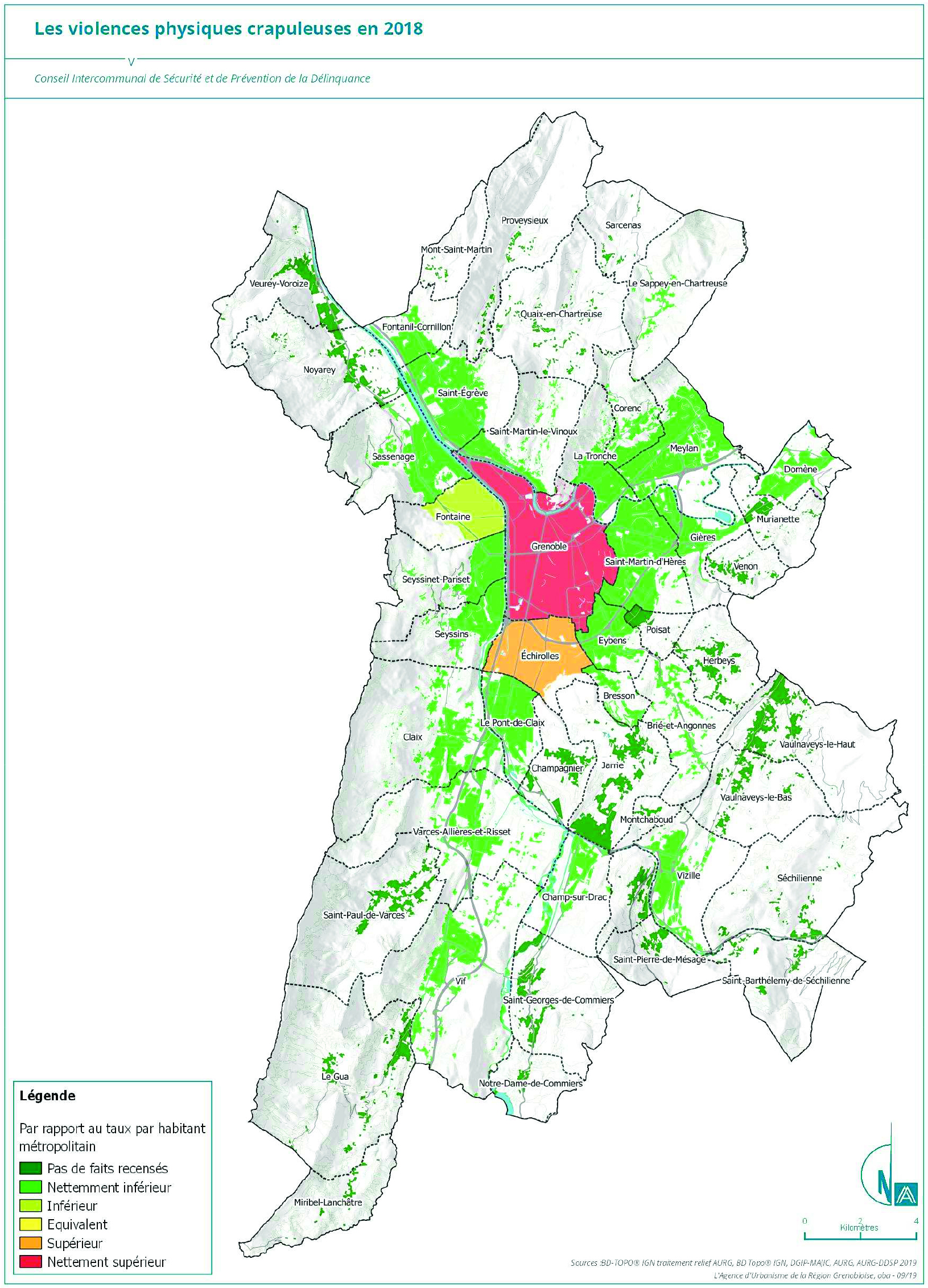 Carte des violences physiques crapuleuses