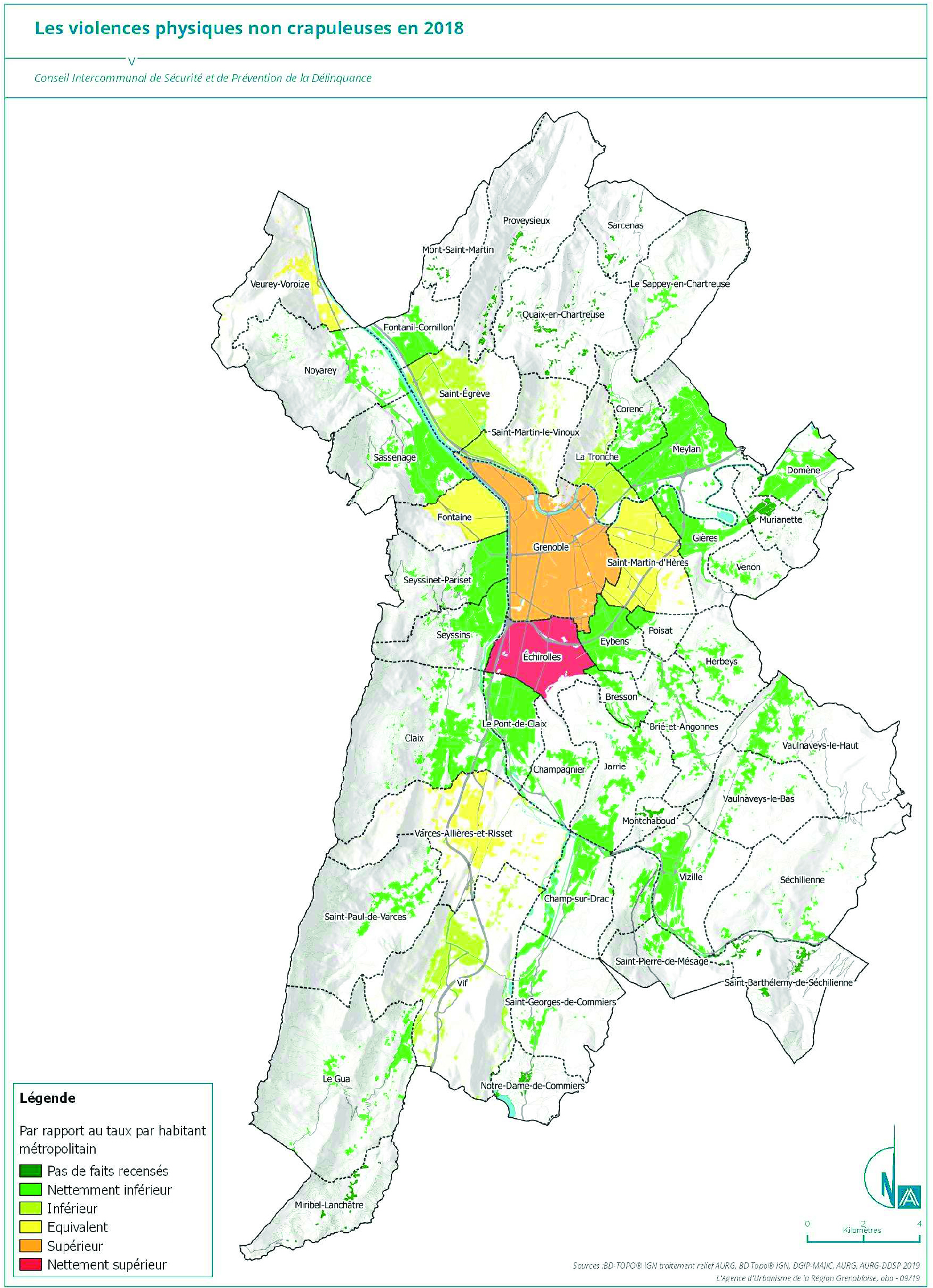 Carte des violences physiques non crapuleuses