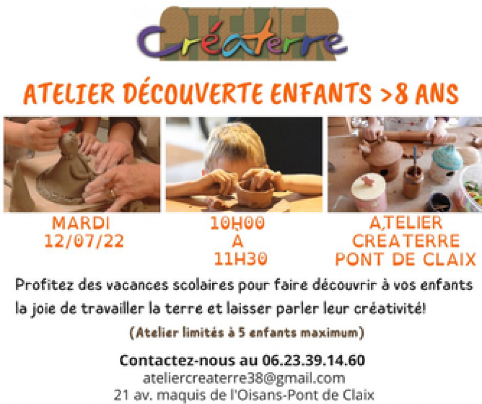 Atelier découverte poterie avec Créaterre