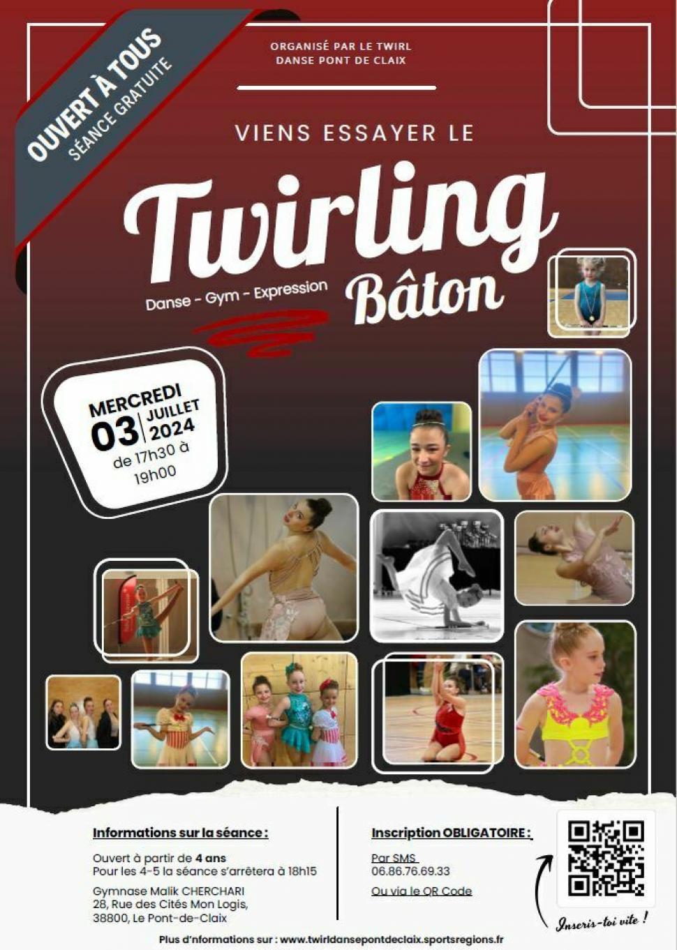 Séance d'essai de twirling bâton